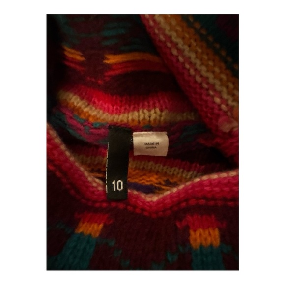 RARE H&M Designer Inspired Wool Aztec Boho Turtleneck Sweater Sz 10 - Picture 12 of 15